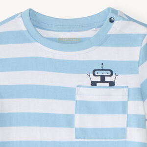 Camiseta de rayas con estampado de robot para bebé niño 