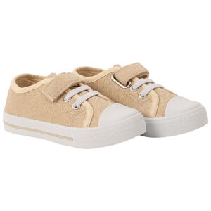 Zapatillas bajas de lona dorada con velcro para niña 