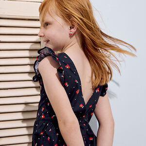 Vestido de manga corta con volantes y estampado floral para niña  Main Vestido de manga corta con volantes y estampado floral para niña