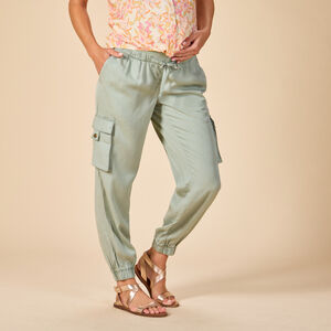 Pantalones para embarazada con bolsillos cargo y banda alta 