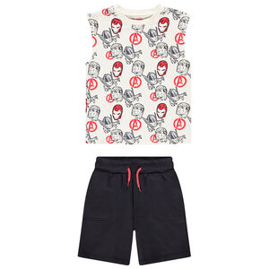 Conjunto con camiseta sin mangas estampada de Avengers Marvel para niño. 