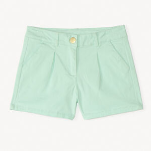 Short en twill liso efecto pinza para niña 
