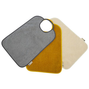 Lote de 3 baberos de toalla con cuello elástico amarillo  Main Lote de 3 baberos de toalla con cuello elástico amarillo