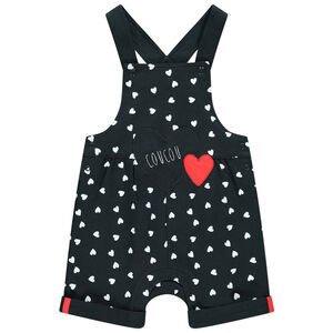 Salopette courte à coeurs all-over 