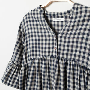 Vestido premamá manga corta cuadros Vichy 