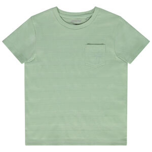 Camiseta de manga corta con bolsillo estampado de palmeras 