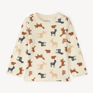Camiseta de manga larga para bebé niño con estampado de animales 