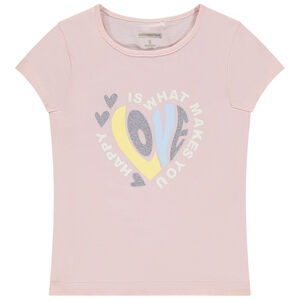 Camiseta de manga corta con fantasía brillante niña 