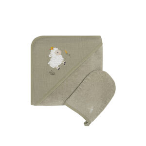 Set de baño con capa y toalla de mano La Vida en la Granja verde  Main Set de baño con capa y toalla de mano La Vida en la Granja verde