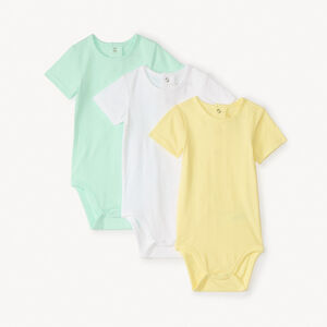 Lote de 3 bodies de manga corta en color sólido para bebé niño. 