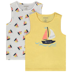 Pack de 2 camisetas sin mangas de jersey para bebé niño 