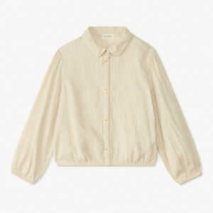 Camisa de manga larga de tela a rayas plateadas para niña 