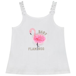 Camiseta sin mangas lisa con estampado de flamenco rosa efecto pétalos 3D para bebé niña 