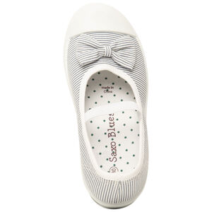 Merceditas rayadas de lona con lazo y tira elástica para niña 