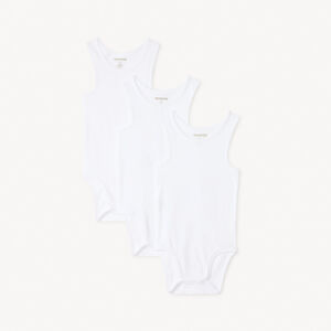 Pack de 3 bodies lisos en punto canalé para bebé niño 
