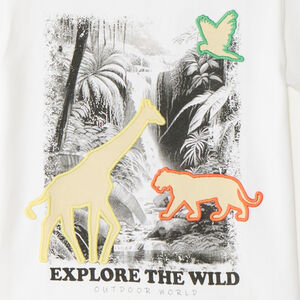 Camiseta de manga corta con fotoprint de tema jungla para niño 