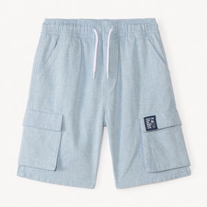 Short estilo cargo de tela lisa para niño 