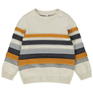 Pull en tricot à rayures contrastées en velours pour bébé garçon Main Pull en tricot à rayures contrastées en velours pour bébé garçon