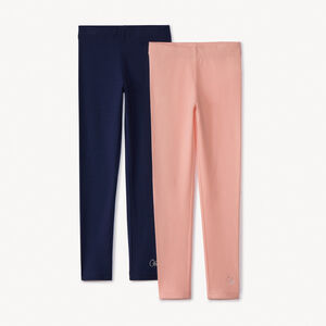 Lote de 2 leggings lisos para niña  Main Lote de 2 leggings lisos para niña