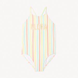 Bañador de una pieza con tirantes en la espalda y rayas para niña 