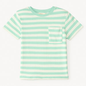 Camiseta de rayas de felpa de manga corta para niño 