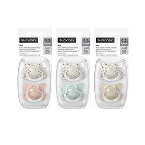 Pack de 2 chupetes con tetina fisiológica de silicona SX Pro -2-2M (modelo aleatorio) 