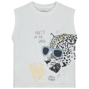 Camiseta sin mangas estampada con flap 3D gafas para niño 