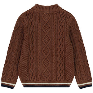 Jersey de punto liso con efecto trenzado y ribete de color para niño 