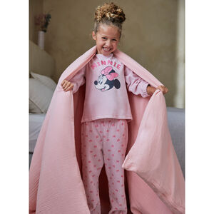 Conjunto de pijama de terciopelo de 2 piezas para niña con estampado de Minnie. 