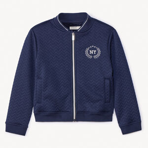 Gilet manches longues à col teddy et broderie pour fille   Main Gilet manches longues à col teddy et broderie pour fille