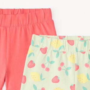 Lote de 2 shorts de jersey liso + estampado fantasía para niña 