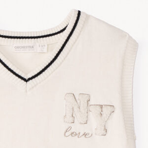Pull sans manches en tricot et broderie pour fille   Main Pull sans manches en tricot et broderie pour fille