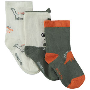 Lote de 3 pares de calcetines dinosaurios para bebé niño 