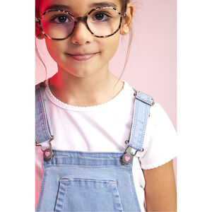 Salopette en jean effet délavé avec print cœurs en sequins pour fille 