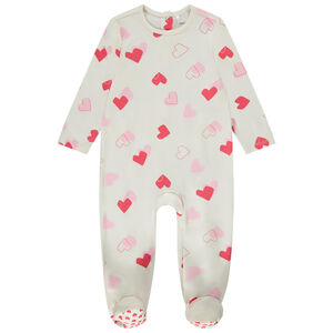 Pelele estampado corazones para bebé niña con aperturas diferentes según la edad 