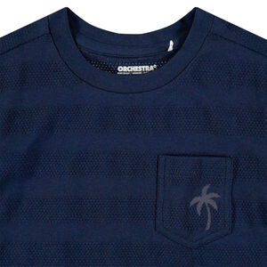 Camiseta de manga corta con bolsillo estampado de palmeras 