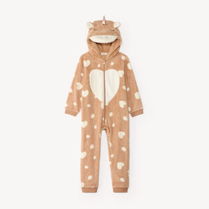 Pijama de una pieza de sherpa con diseño de unicornio para niña. 