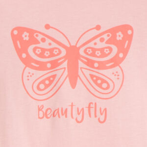 Conjunto de pijama de 2 piezas lisas con estampado de mariposa para niña 