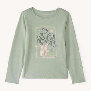 Camiseta de manga larga con estampado brillante para niña. 