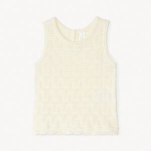 Camiseta sin mangas lisa de punto calado para niña bebé 