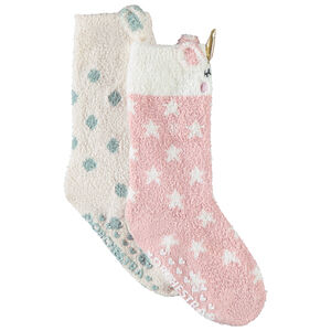 Lote de 2 pares de calcetines altos antideslizantes de sherpa para niña  Main Lote de 2 pares de calcetines altos antideslizantes de sherpa para niña