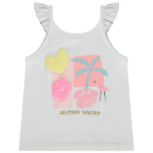 Camiseta sin mangas con tirantes volantes y estampado fantasía para bebé niña 