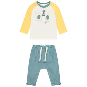 Ensemble t-shirt print éléphant et pantalon pour bébé garçon Main Ensemble t-shirt print éléphant et pantalon pour bébé garçon
