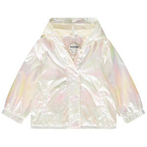 Chaqueta cortavientos iridiscente con capucha para niña. 