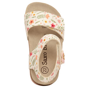 Sandalias blancas con doble velcro y estampado floral para bebé niña 