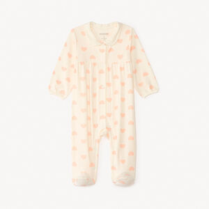 Pijama de manga larga de jersey con estampado de corazones para niña. 