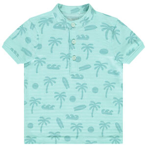 Polo de manga corta con cuello mao y estampado fantasía para bebé niño 