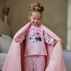 Conjunto de pijama de terciopelo de 2 piezas para niña con estampado de Minnie. 