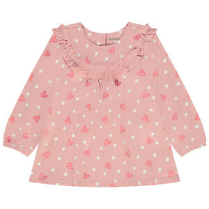 Túnica de manga larga en jersey estampado para bebé niña 