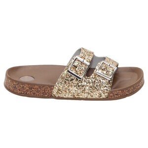 Sandalias doradas con paillettes y lazos para niña 